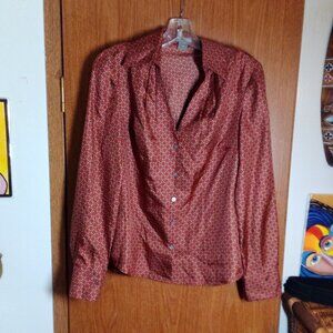 Ann Taylor Womens100% Silk Long Sleeve Blouse
